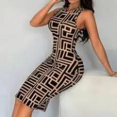 Geo Print Tank Bodycon Dress