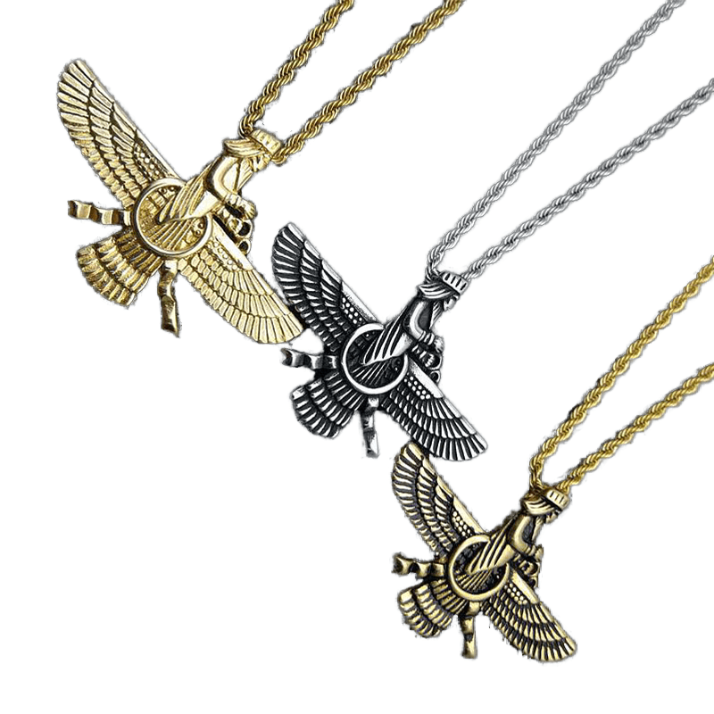 Fatingna Individuality Customized Stainless Steel Persian Necklace Gold Plated Zoroastrian Pendant Hip Pop Style for Gift